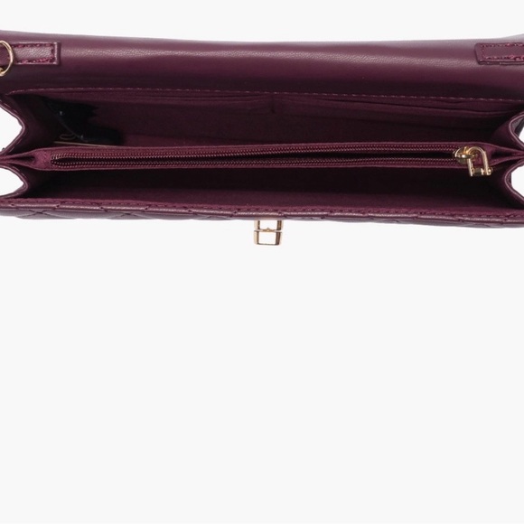 BADGLEY MISCHKA QUILTED CROSSBODY BAG BURGUNDY W/CHAIN VEGAN LEATHER NWT - Picture 5 of 7